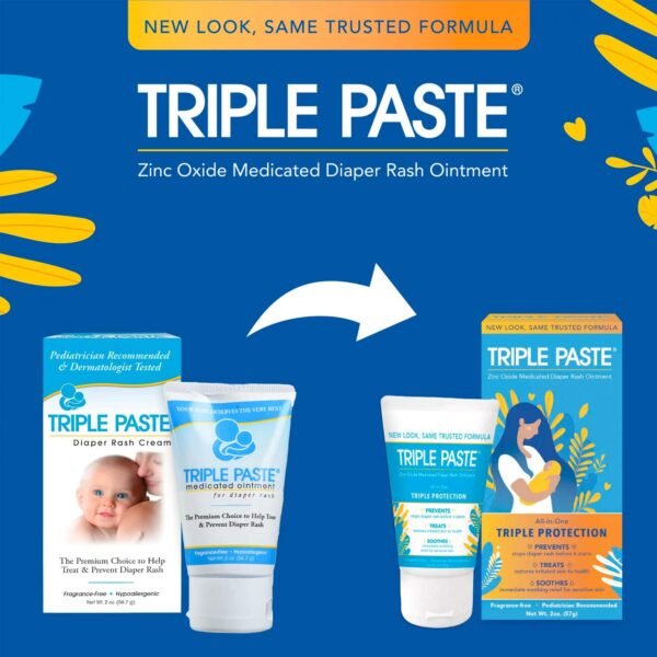 Triple Paste Medicated Ointment for Diaper Rash, 2 oz Tube - Image 2